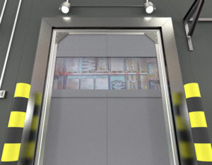 triple panel grey pvc crash door
